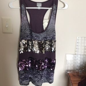 Purple sequin tank top